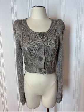 MIU MIU Metallic Cable Knit Cropped Cardigan | Made in Italy | Size S estimated